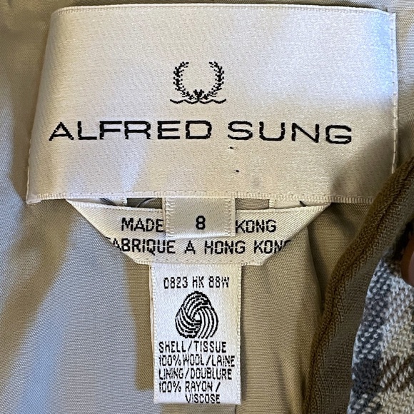 1980s ALFRED SUNG 🇨🇦 fully-lined wool plaid Chanel-style blazer, size 8 - Picture 11 of 13